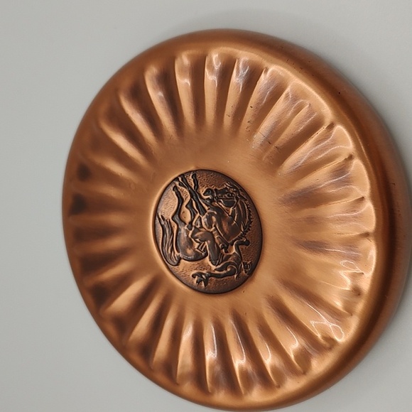 Vintage Gregorian Copper Decorative Plate Trinket Dish Embossed Bronco Design - Picture 5 of 6